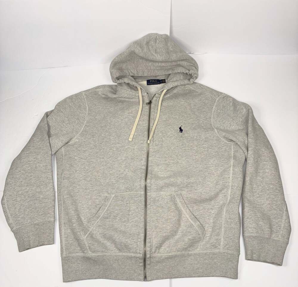 Polo Ralph Lauren Men Signature Fleece Full-Zip Hoodie Heather Gray XL